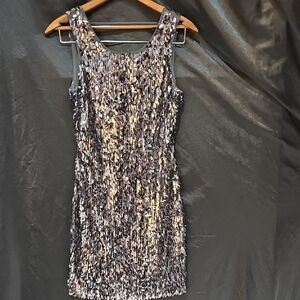 Express Silver Sequin Mini Dress